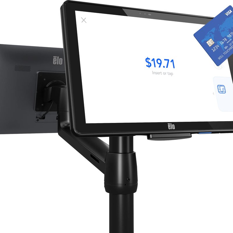 Elo Pay 10" tourné vers le client pour un paiement sans contact
