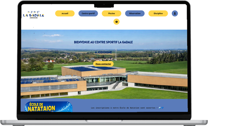 Site du centre sportif La Gadale (Jodoigne) sur un ordinateur portable