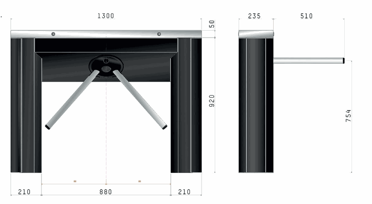Plan coté du portique TRILANE